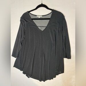 Green Envelope Black and White Polka Dot Blouse